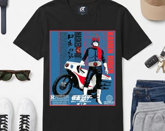 Kamen Rider Vintage Style Movie Poster/Cover Unisex Softstyle Graphic T-Shirt, Retro Japanese Tokusatsu Tee, Masked Rider, Manga Streetwear