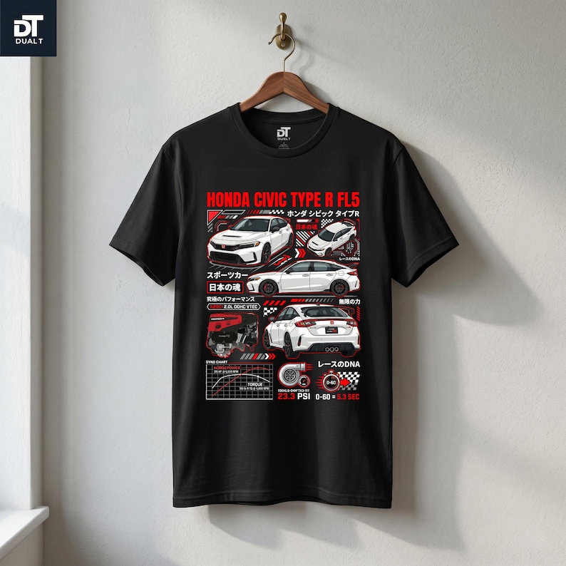 Honda Civic Type R FL5 JDM Streetwear Graphic Tee | K20C1 | Car Enthusiast Gift | Softstyle Unisex image 8
