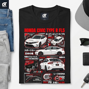 Honda Civic Type R FL5 JDM Streetwear Graphic Tee | K20C1 | Car Enthusiast Gift | Softstyle Unisex image 1