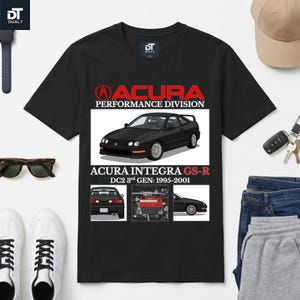 Acura Integra GS-R DC2 3rd Gen: 1995-2001 JDM Vintage Halbton-Grafik-T-Shirt | 90er Jahre JDM Car Enthusiast Streetwear Tee | Unisex Softstyle