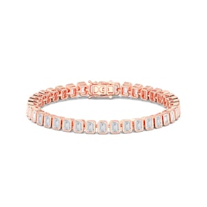 Emerald Cut CZ Diamond Tennis Bracelet: Gold Bezel Setting