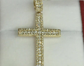 14K Gold Plated Moissanite Cross Pendant Necklace