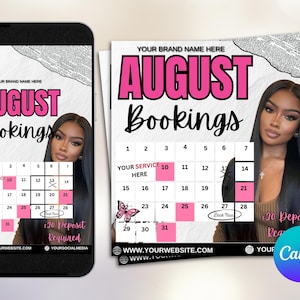 August Booking Flyer , DIY Back to School Flyer, Editable Back to School Flyer, Hair , Nails, Makeup Lash Flyer