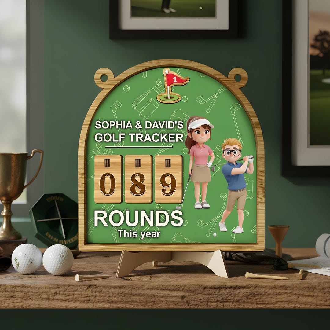Personalized Golf Rounds Tracker Sign for Couples, Wooden Golf Score ...