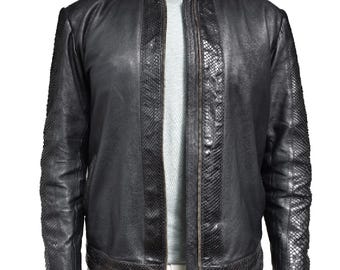 Exotic Black Venom Jacket For Men (Made from real python skin)