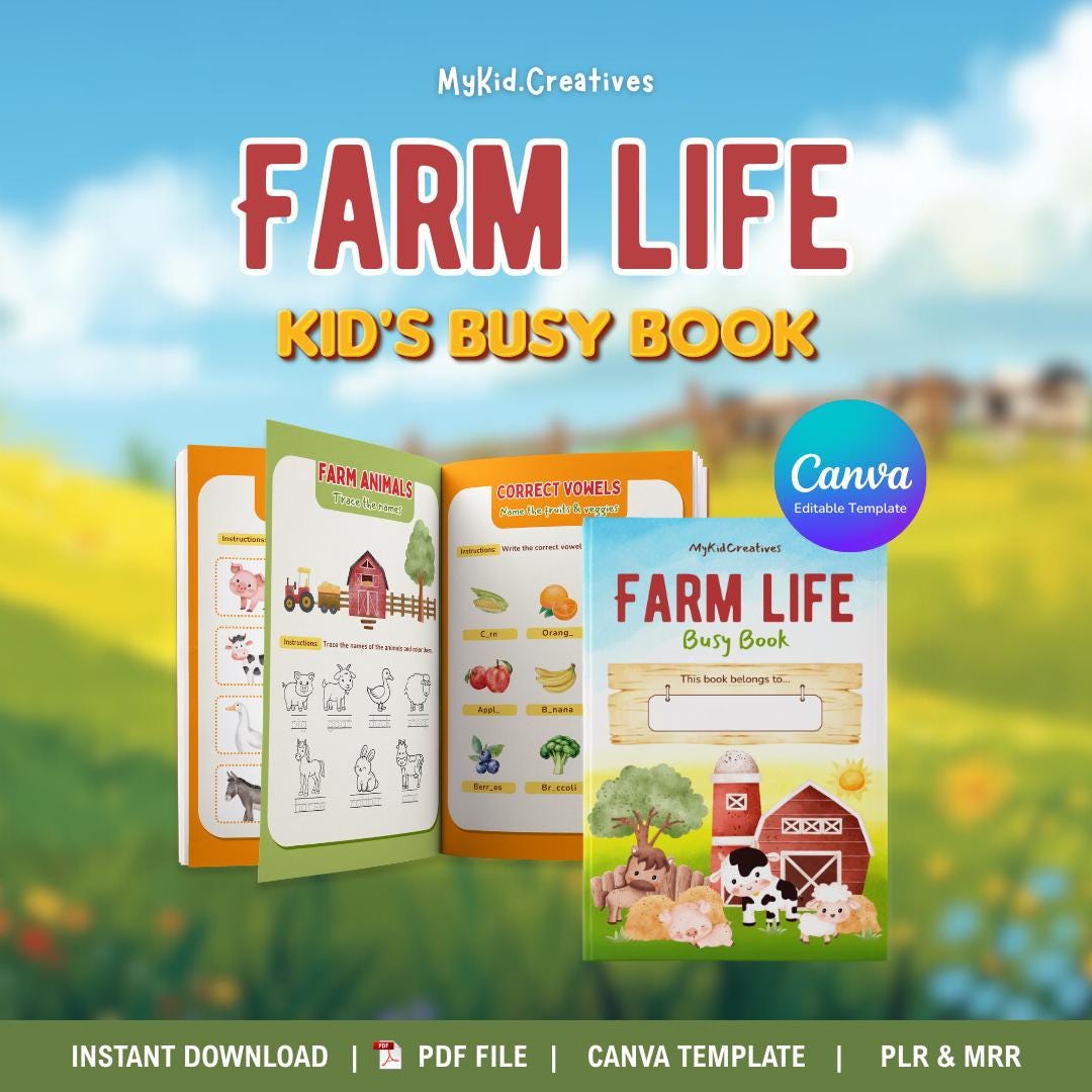 Farm Life: Printable Kid's Activity Book. Farm Animals Learning Book ...