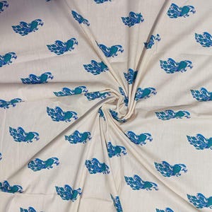 Blue Beautiful Hand Block Printed Fabric, Cotton Fabric, Indian Fabric, fabric by yard, Block Printed Cotton womens clothing, Cotton Fabric
