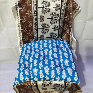 Cotton Tufted Chair Cushion with Ties: Handmade Home Decor Seat Pad