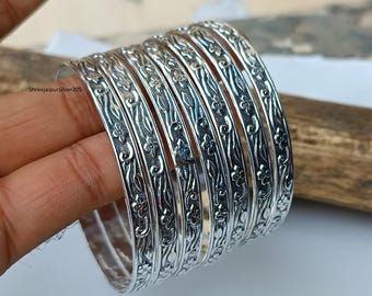 Braccialetti fatti a mano in argento sterling con fiori - Set di 7