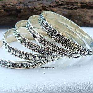 925 Sterling Silber Armreif Set: Handgefertigter Damen Schmuck, Größe 8