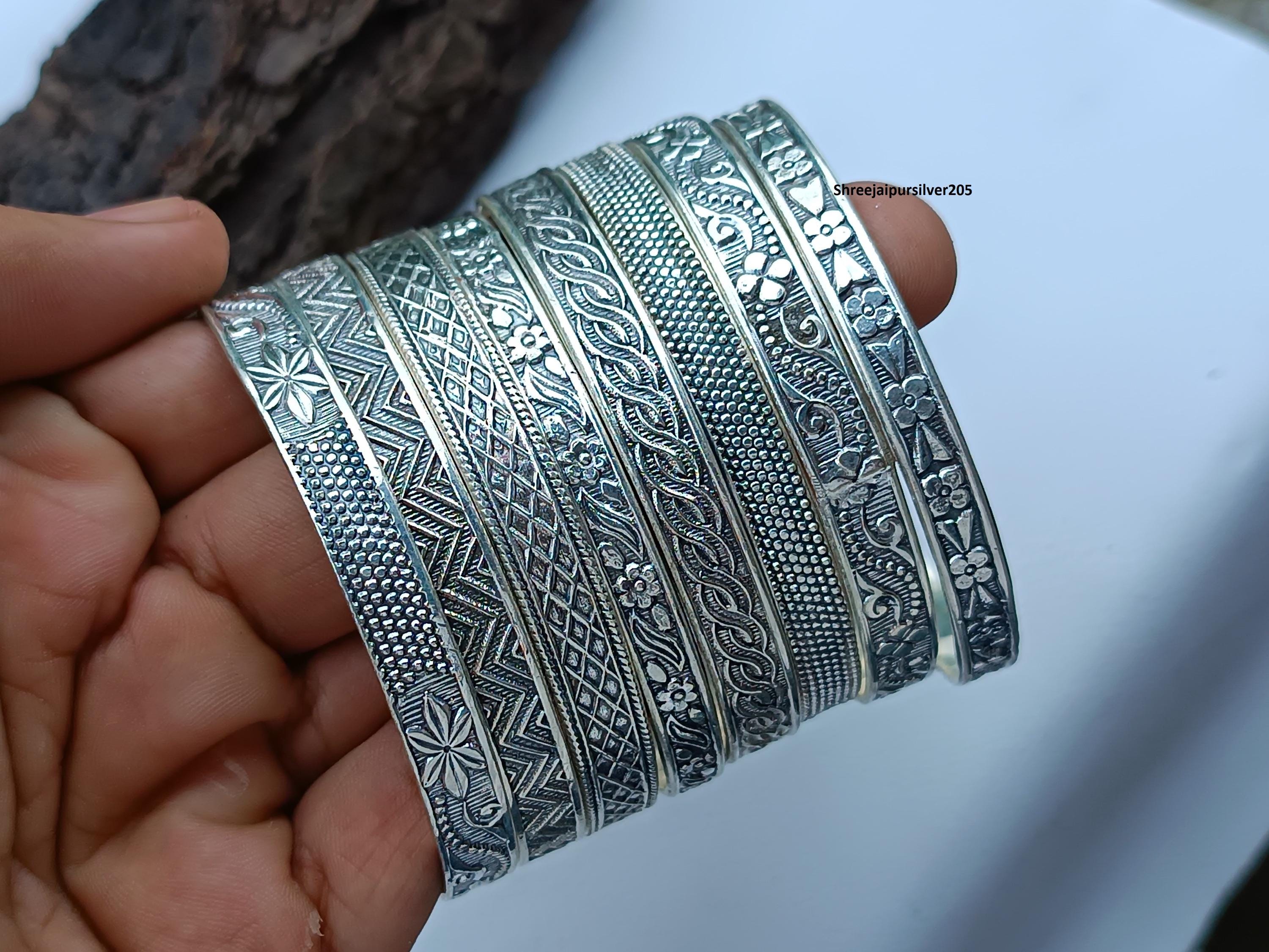 vintage silver bangle セット Sterling Silver Bangle Set of 8: Handmade Designer Jewelry - Etsy
