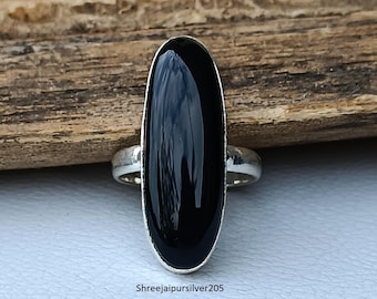 Handmade Black Onyx Sterling Silver Ring: Statement Jewelry
