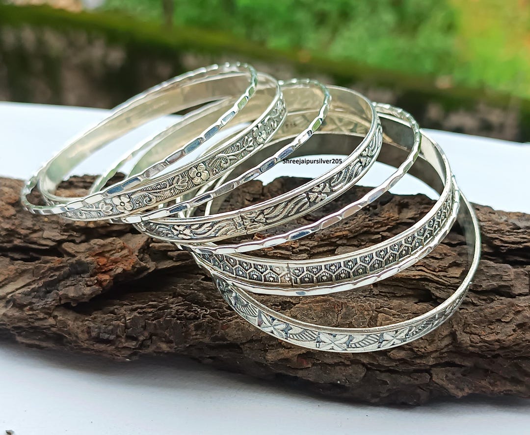 Sterling Silver Bangle Set of 8: Handmade 925 Statement Jewelry - Etsy