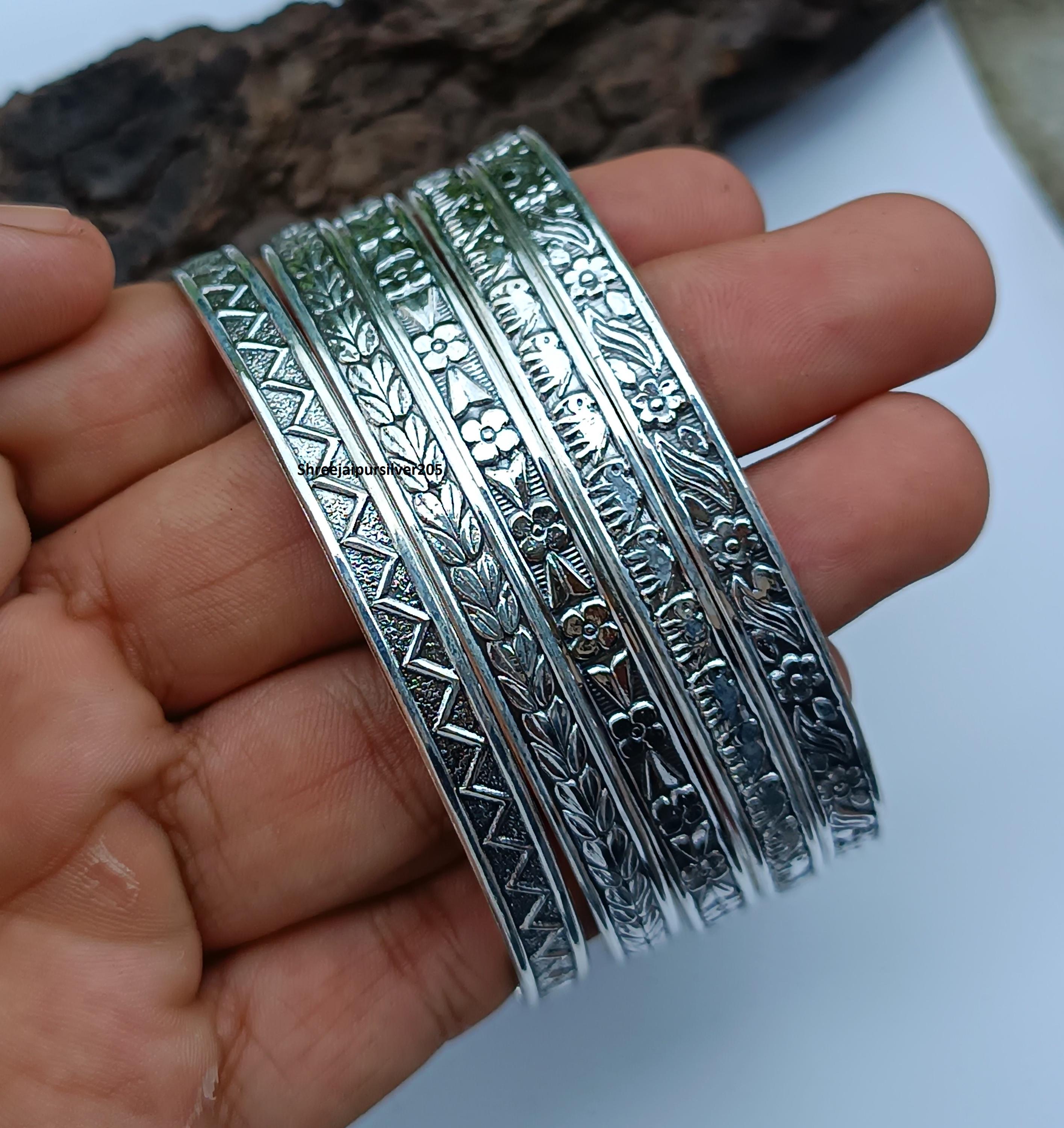 Handmade Sterling Silver Bangle Set: 925 Statement Bangles - Etsy