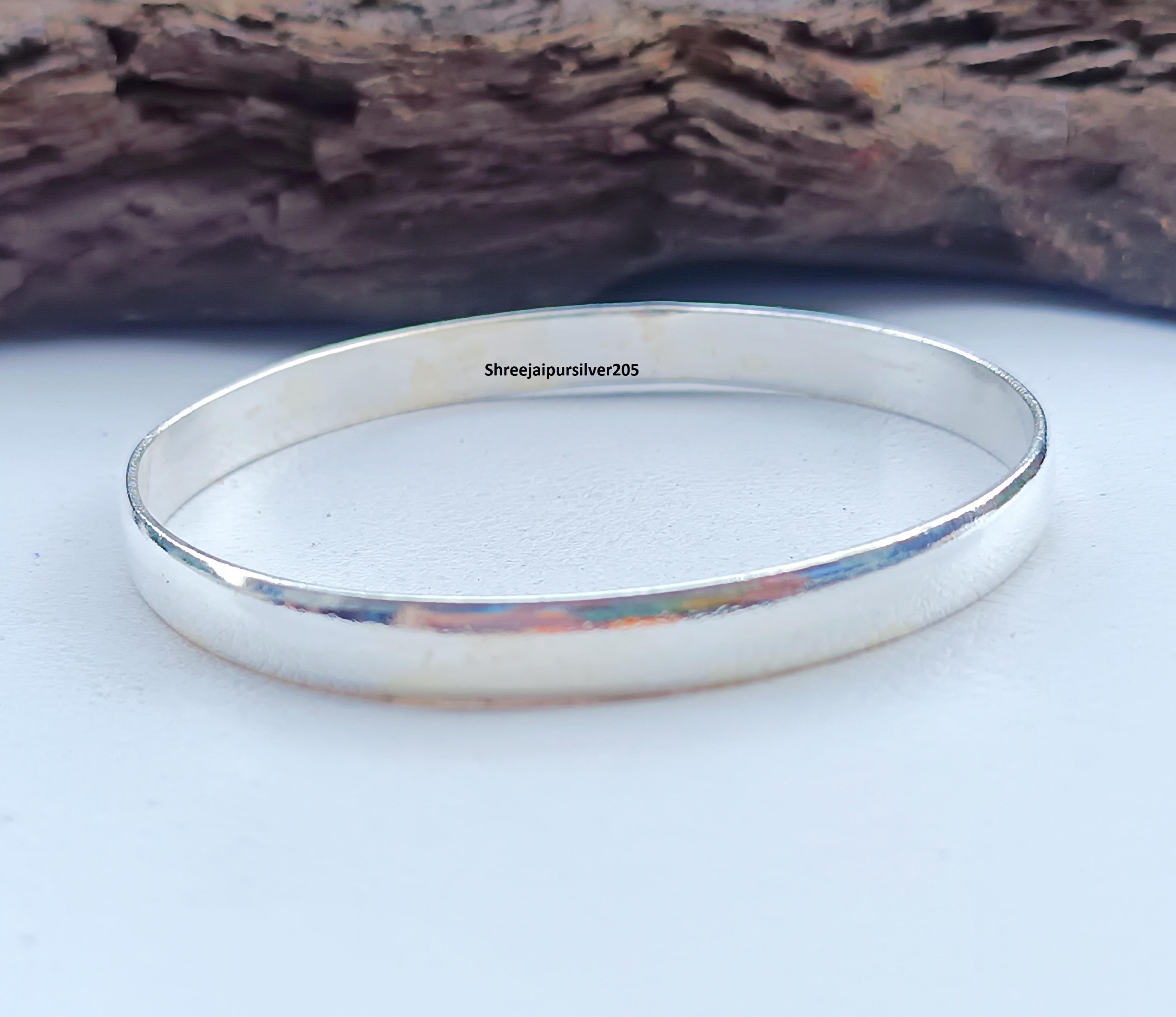 【ゆし】BLANK SPACE Bangle Silver925 Handmade 925 Sterling Silver Bangle: Smooth Statement Jewelry