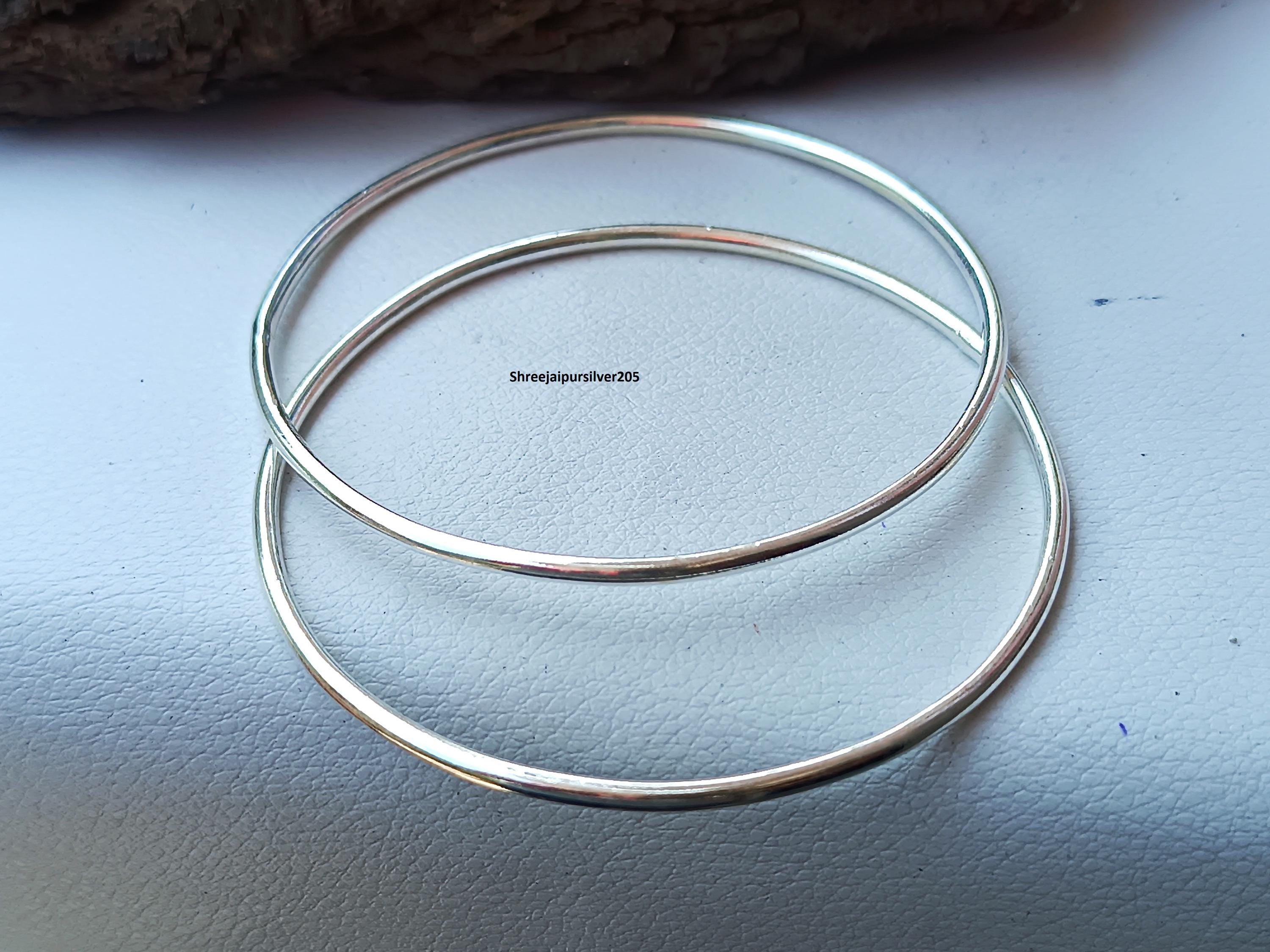 925 Sterling Silver, Simple Plane Bangles, Handmade Women Jewelry