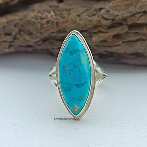 Bague turquoise tibétaine faite main : bijoux tendance en argent sterling 925