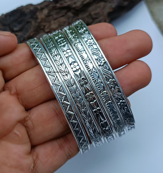 Handmade Sterling Silver Bangle Set: 925 Statement Bangles - Etsy