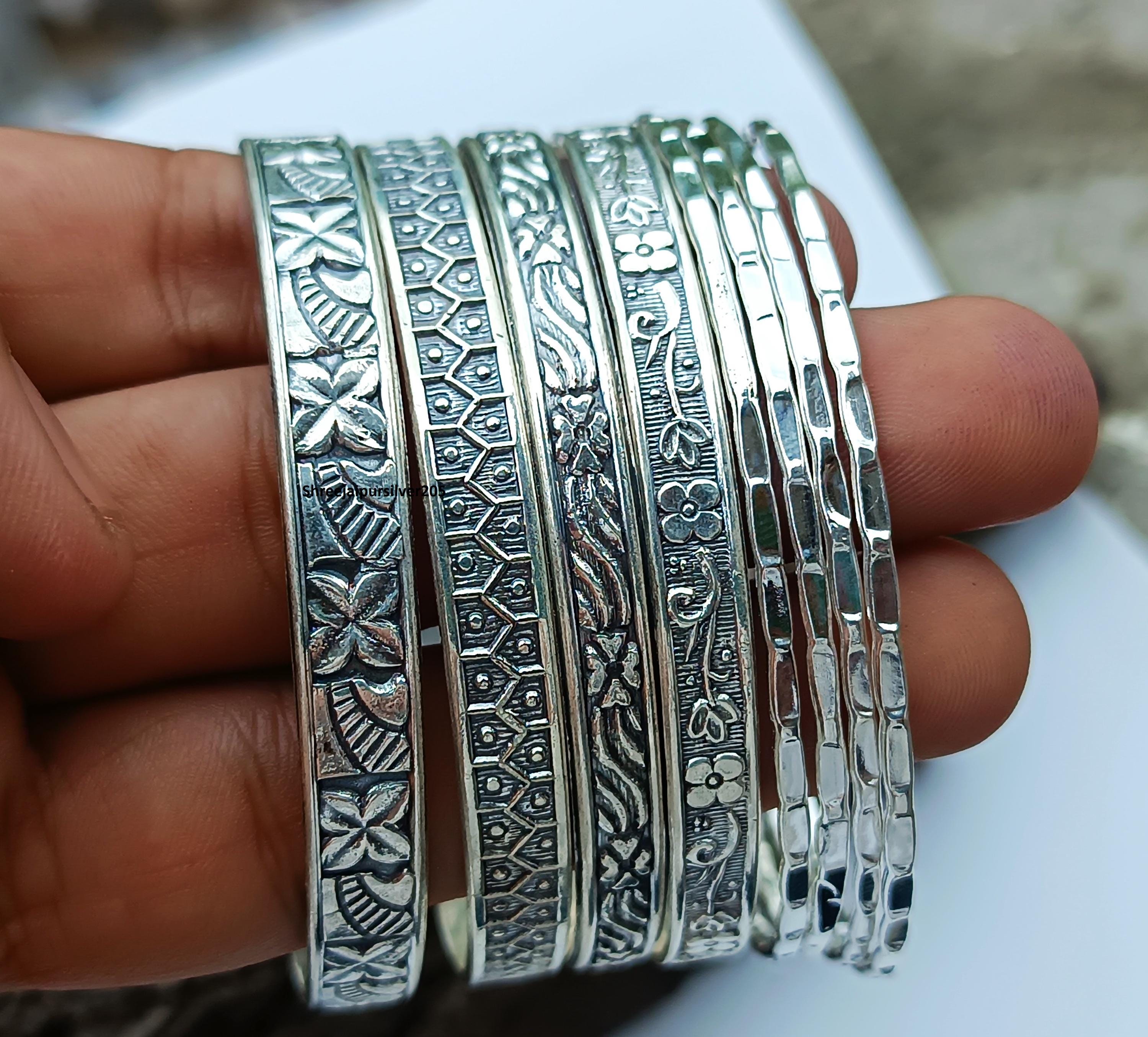 Sterling Silver Bangle Set of 8: Handmade 925 Statement Jewelry - Etsy
