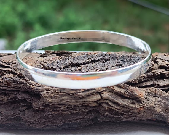 Handmade 925 Sterling Silver Bangle: Smooth Statement Jewelry