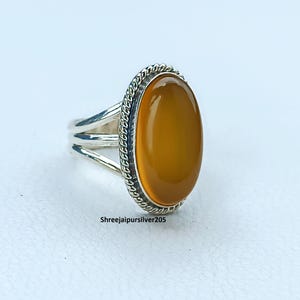 Citrine Ring, 925 Sterling Silver, Handmade Oval Ring, Natural Yellow Gemstone Jewelry, Bold Statement Ring, Healing Crystal Gift For Her.