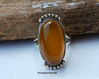 Handmade Citrine 925 Sterling Silver Statement Ring