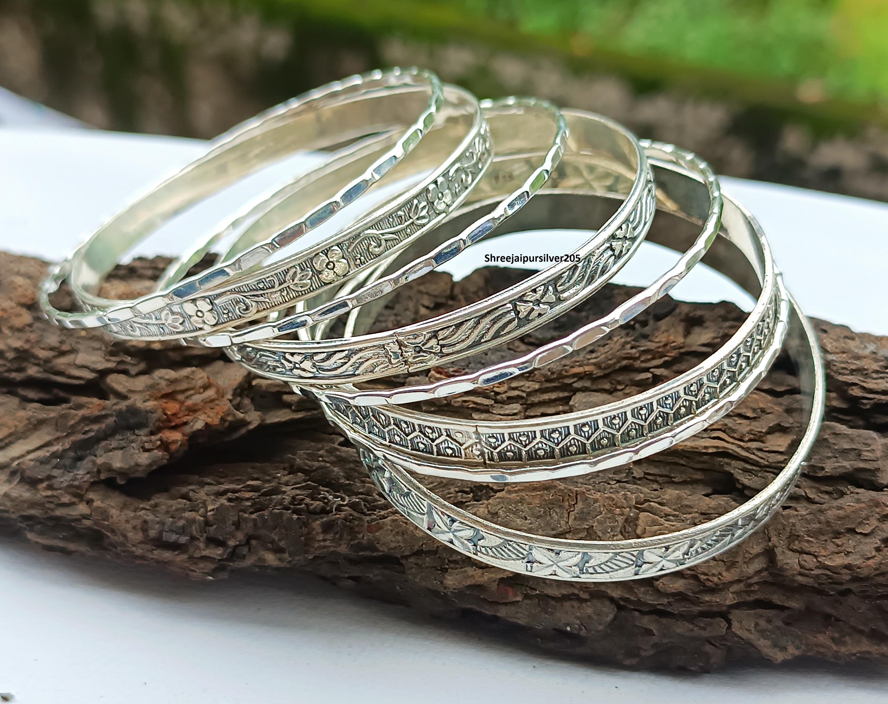 Sterling Silver Bangle Set of 8: Handmade 925 Statement Jewelry - Etsy