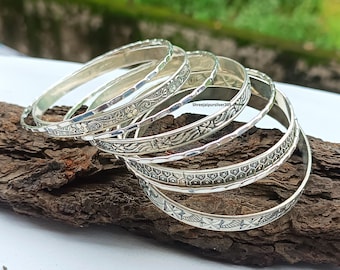 Sterling Silver Bangle Set of 8: Handmade 925 Statement Jewelry - Etsy