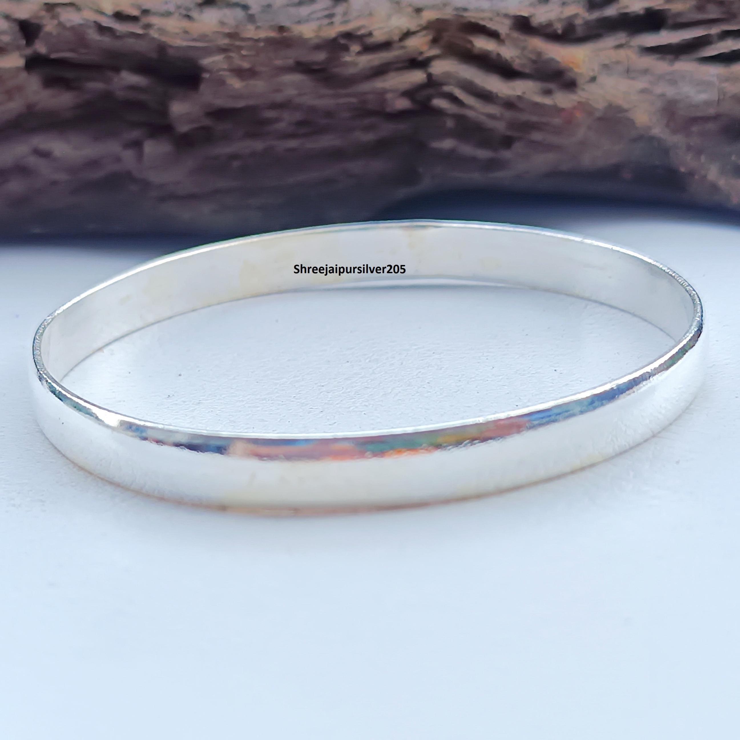 Handmade 925 Sterling Silver Bangle: Smooth Statement Jewelry