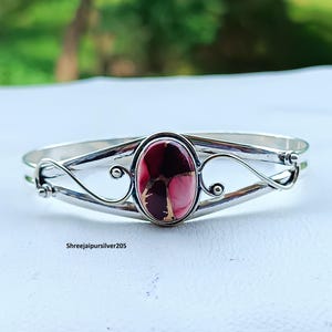 Red Mohave Turquoise Sterling Silver Cuff: Adjustable Boho Bangle