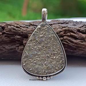 Pyrite Pendant, 925 Sterling Silver Pear Shape Pendant, Handmade Silver Pendant, Statement Pendant, Christmas Gift, Designer Gift For Her.