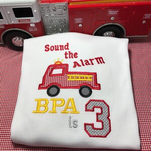 Fireman Birthday Tee Shirt. Firetruck Birthday. Fire Alarm.
