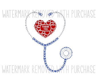 Descarga digital INSTANT - Gracias ESTETOSCOPIO - svg pdf png jpg - gran regalo para médico cirujano enfermero practicante MD