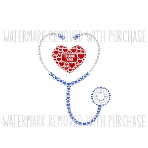 INSTANT Digital Download - Thank You STETHOSCOPE - svg pdf png jpg - great gift for doctor surgeon nurse practitioner MD