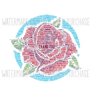 INSTANT Digital Download - ROSE TEACHER Circle - Thank You Word Cloud Wordle svg pdf png jpg