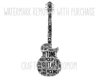 Electric Guitar - INSTANT Digital Download - png pdf jpg svg - music art - print as card, canvas or on tshirt guitar instructor gift