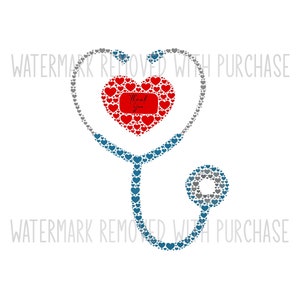 INSTANT Digital Download - Thank You STETHOSCOPE - svg pdf png jpg - great gift for doctor surgeon nurse practitioner MD