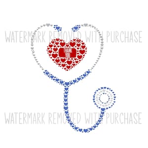 INSTANT Digital Download - Thank You STETHOSCOPE - svg pdf png jpg - great gift for doctor surgeon nurse practitioner MD