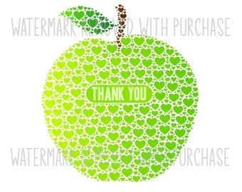 INSTANT Digital Download - Thank You APPLE HEARTS - svg pdf png jpg - great gift - home decor - teacher gift - classroom - kitchen art