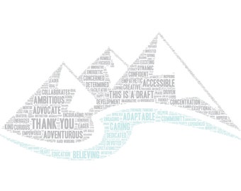 MOUNTAIN word cloud art - makes a great gift - add names / other details - great for teacher appreciation caregiver instructor friend doctor