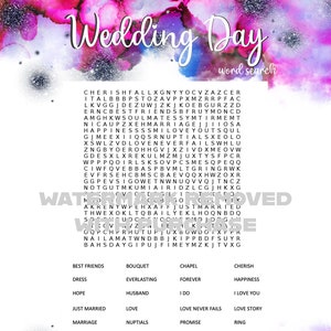 Scarica subito la RICERCA DI PAROLE - Matrimonio e fidanzamento con chiave di risposta - Formati Jpg e PDF - Ideale per feste/giochi da doccia