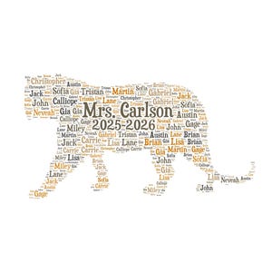 Digitale woordwolkkunst Big Cat Tiger Jaguar klasleraar waardering cadeau coach atleet mentor leerlingenkamer - kleuren aanpassen