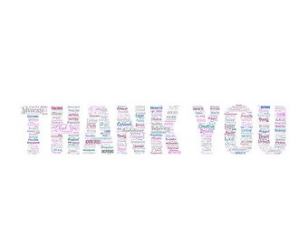 Multi Font Digital word cloud art THANK YOU - makes a great teacher appreciation classroom or birthday gift