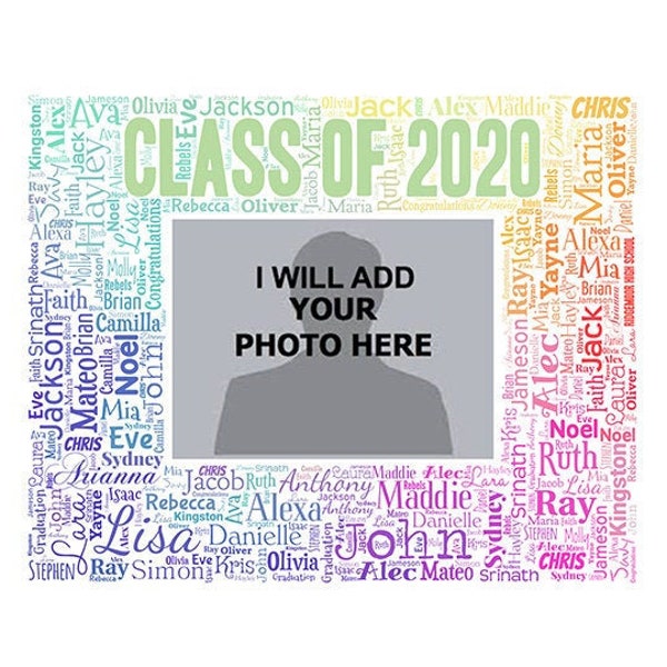 Digital Class of 2023 (or any year) Graduation Gift Frame Outline - I will add your photo in the center - Customize Size - Word Cloud Wordle