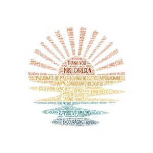 Digital SUNSET word cloud art wordle - makes great teacher appreciation classroom thank you gift - home decor - wall art - customize words