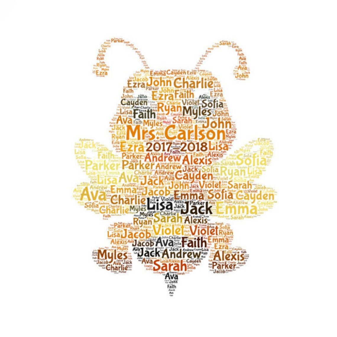 Digital BEE Word Cloud Art Wordle Makes Great Teacher  Etsy