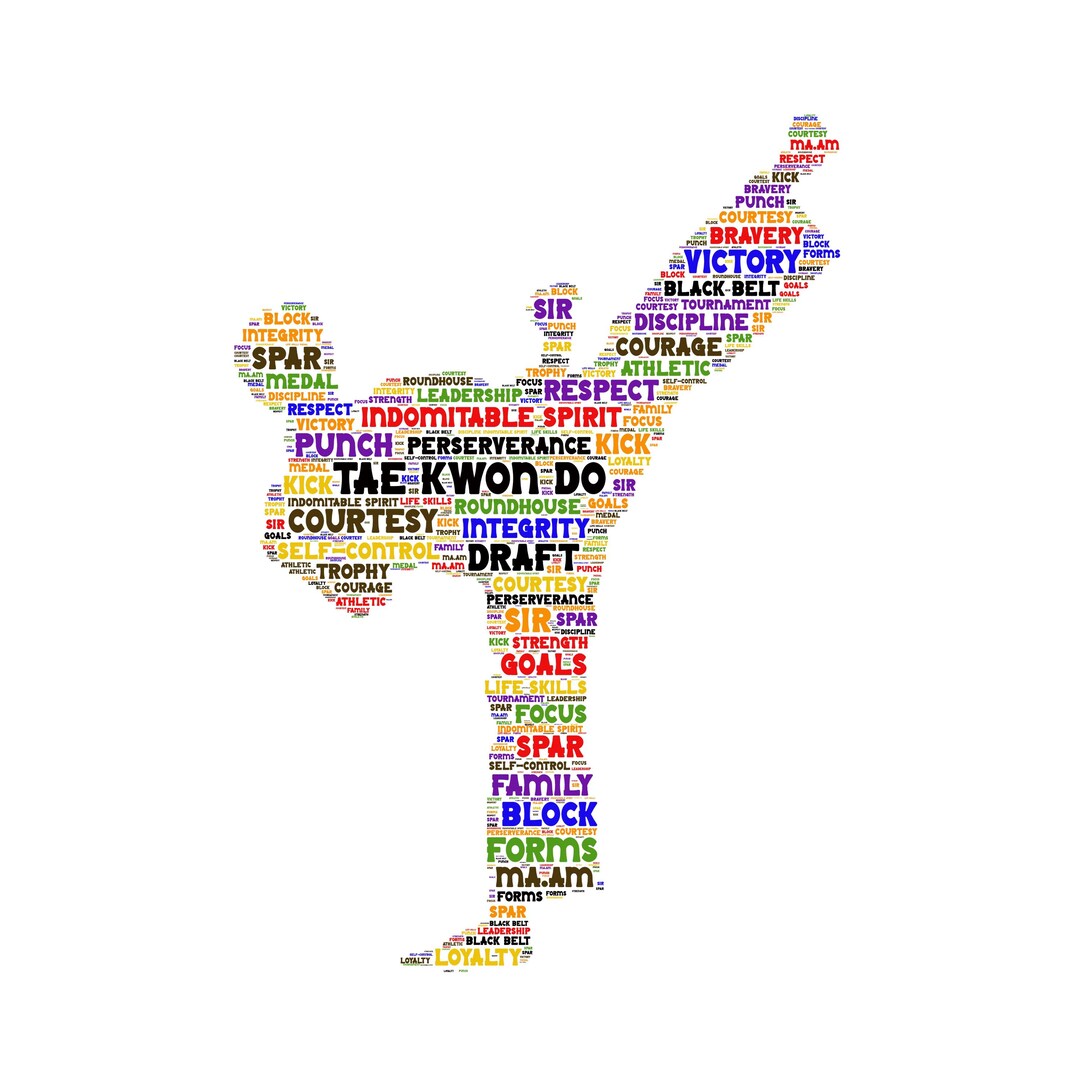 INSTANT Digital Download - TAEKWONDO - Male Kick Word Cloud Svg Pdf Png ...