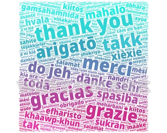 INSTANT Digital Download - INTERNATIONAL Global Ways to Say Thank You Square - Word Cloud svg pdf png jpg