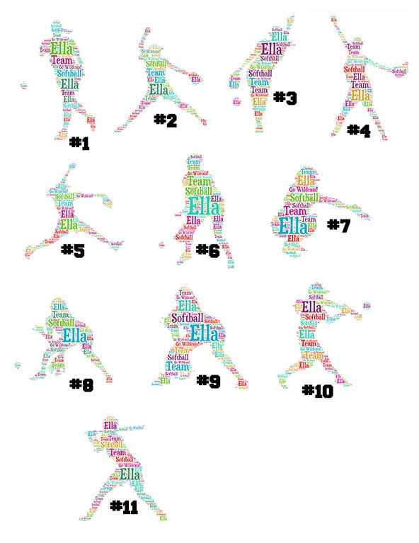 Digital SOFTBALL word cloud art makes a great gift add Etsy