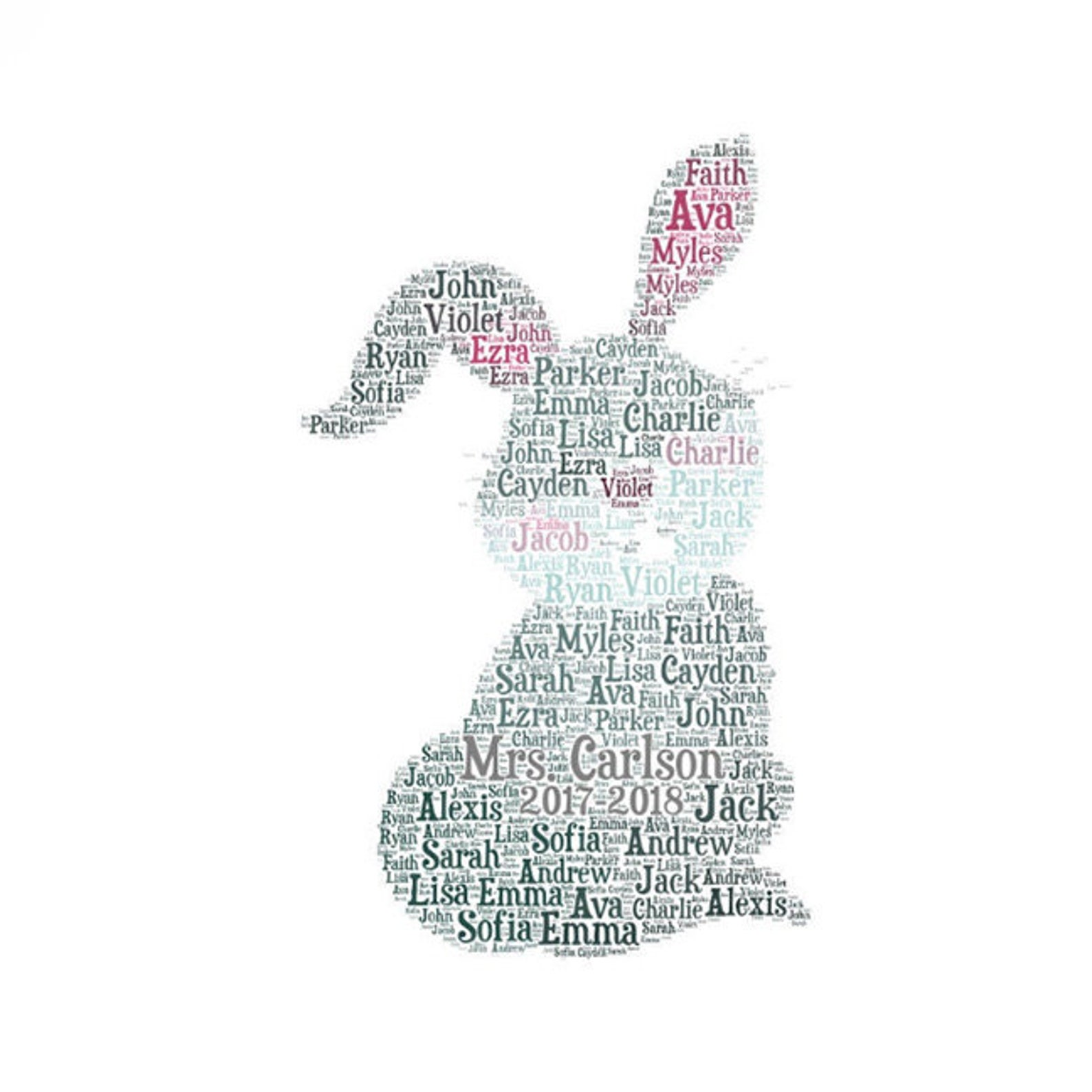 Digital RABBIT Bunny Word Cloud Art Wordle Makes Great Etsy